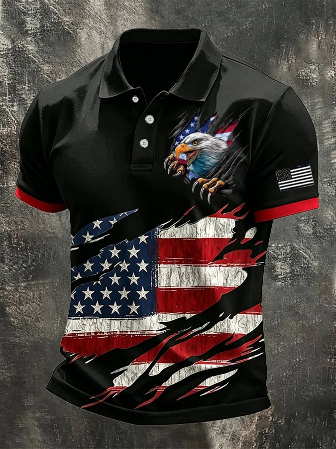 Men's America 250th Anniversary Print Casual Polo Shirt