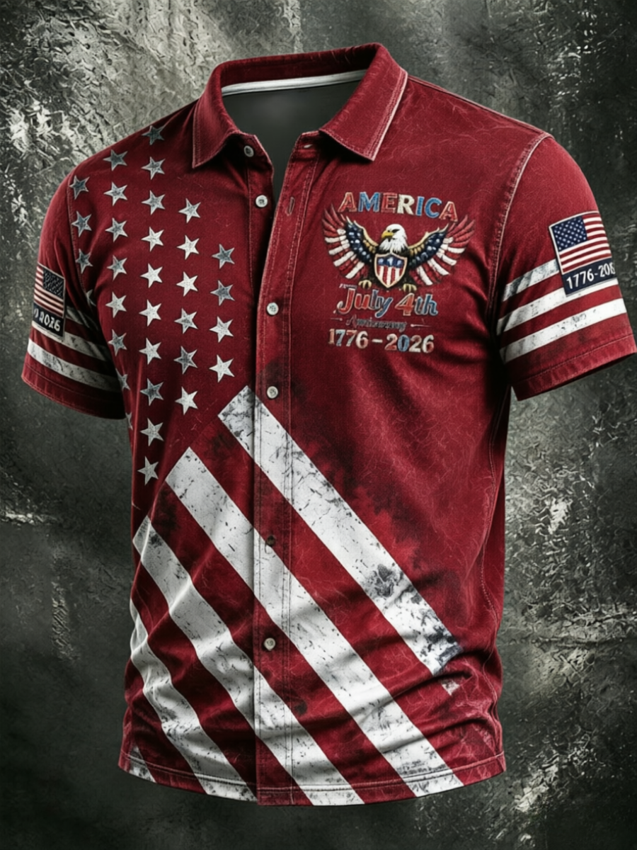 Men'S 250Th Anniversary National Commemorative Casual Printed Shirt