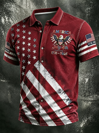 Men'S 250Th Anniversary National Commemorative Casual Printed Shirt