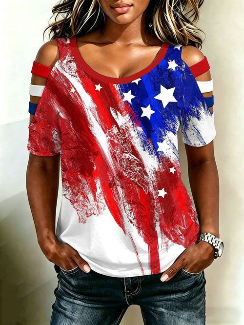 Women's Retro American Flag Print Top
