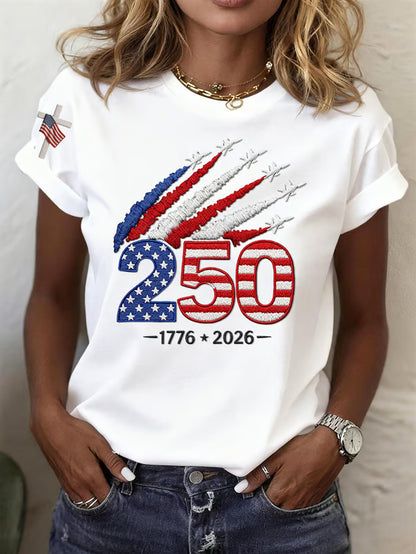 Women's 250th Anniversary Of The United States Printed Round neck Top