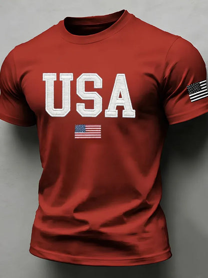 Men'S American Flag Independence Day Celebration Classic Pattern Short Sleeve T-Shirt