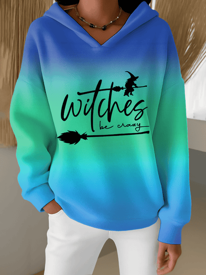 🔥HOT SALE🔥Women's Halloween Witch Print Furry Lined Hoodie