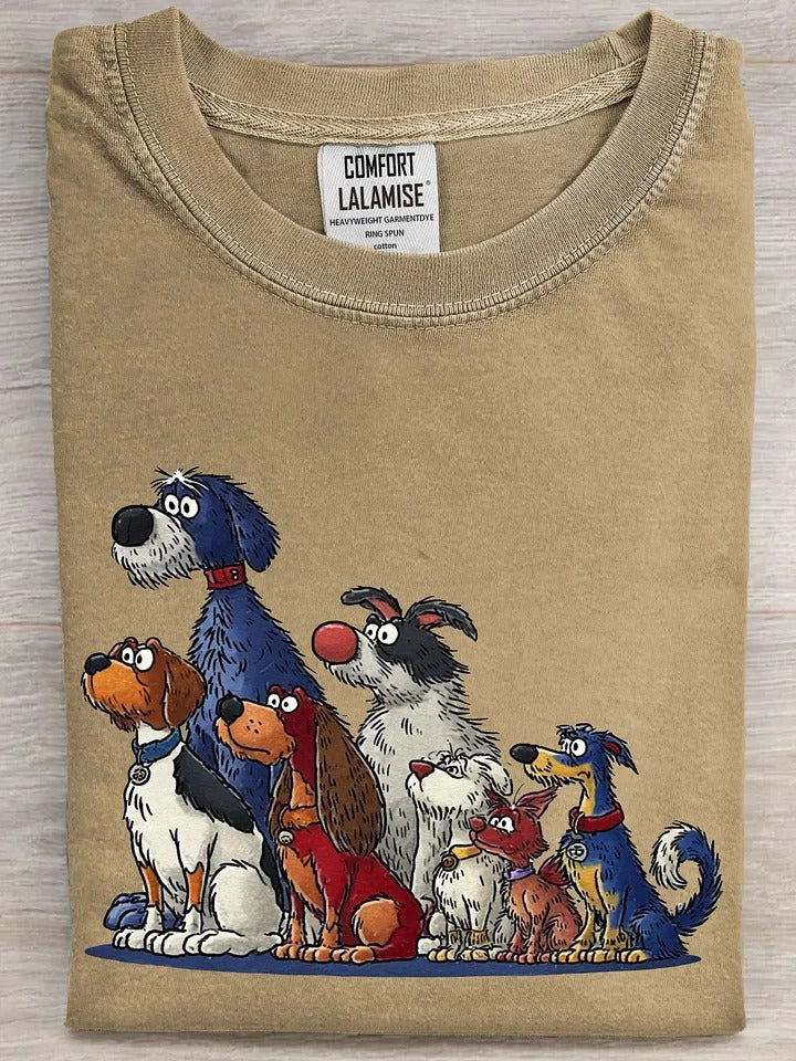 The Waiting Dog Art Casual Cotton Short Sleeve T-shirt