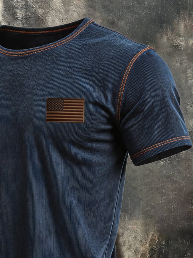 Men's Retro Ribbed Stretch Knit T-Shirt