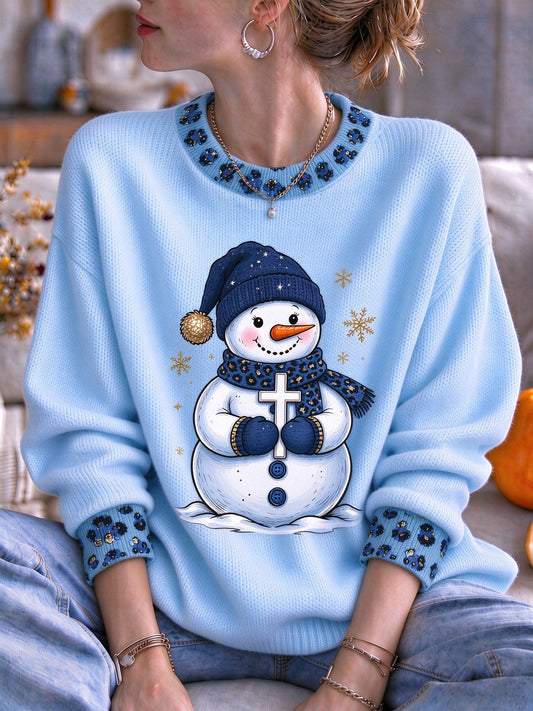 Women's Christmas Print Casual Knit Top