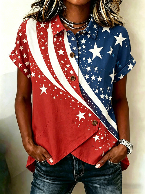Women's American Flag Printed Shirt