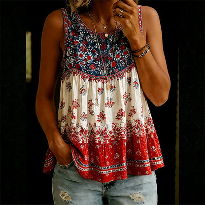 Women's American Flowers Printed Tank Top