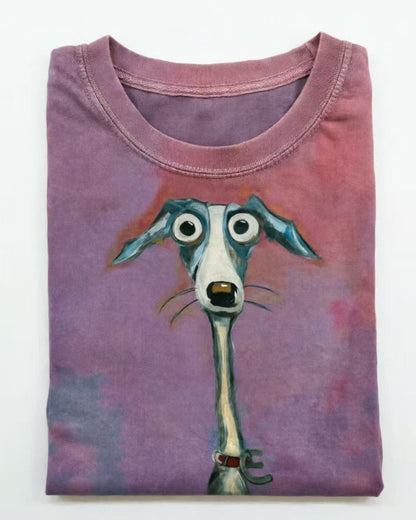 Funny Dog Art Print Casual Short Sleeve T-shirt