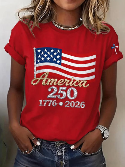 Women'S Independence Day Print Short-Sleeve Top