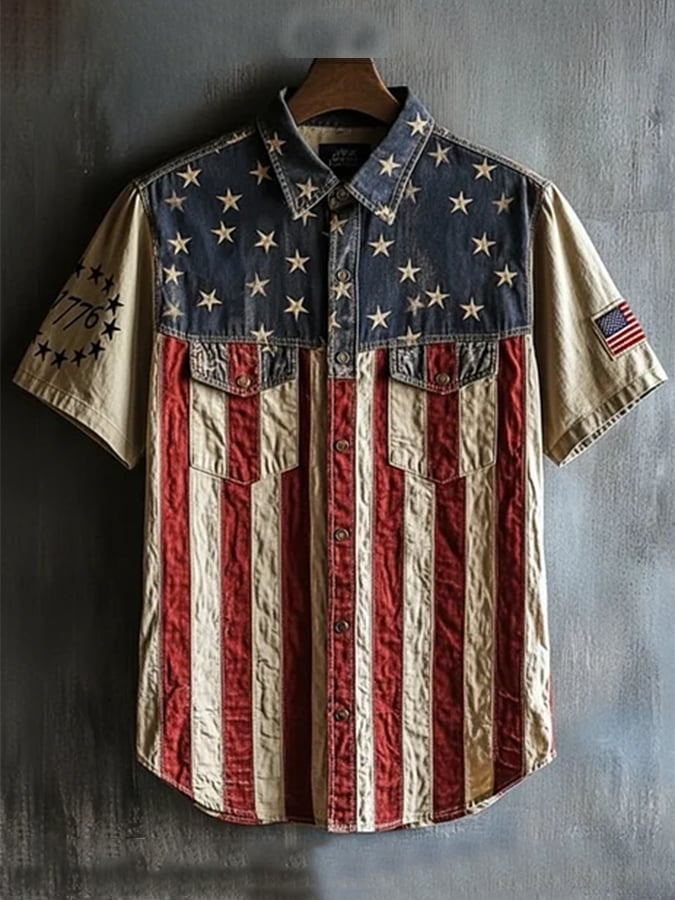 Men's US 250th Anniversary Flag Eagle Print Shirt