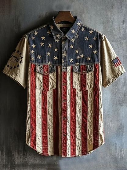 Men's US 250th Anniversary Flag Eagle Print Shirt