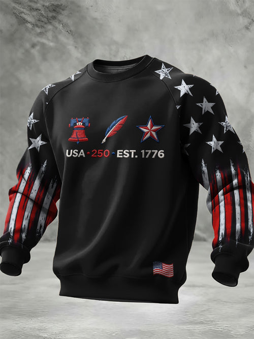 Men'S Casual American 250th Anniversary Printed Sweatshirt
