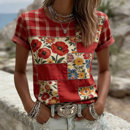 Women's Casual Red Friday Print Short-Sleeve T-Shirt
