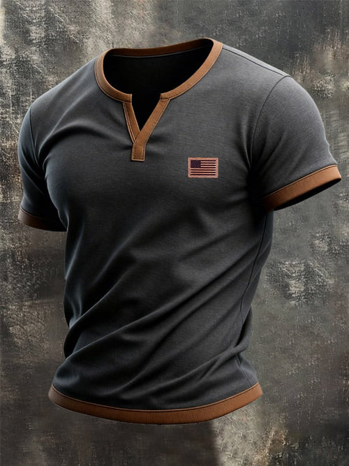 Men's Retro Patriot Patchwork T-shirt
