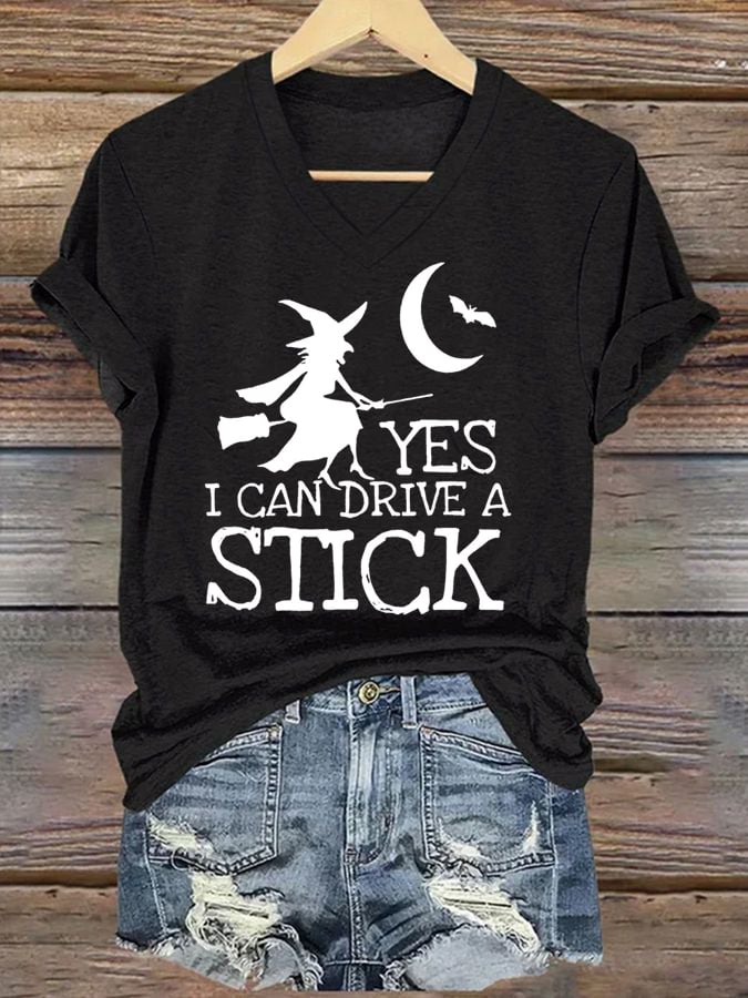 Women's Yes I Can Drive A Stick Print Casual T-Shirt