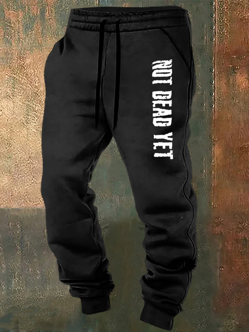 Not Dead Yet Pattern Print Casual  Casual Sweatpants