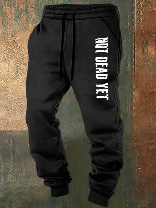 Not Dead Yet Pattern Print Casual  Casual Sweatpants