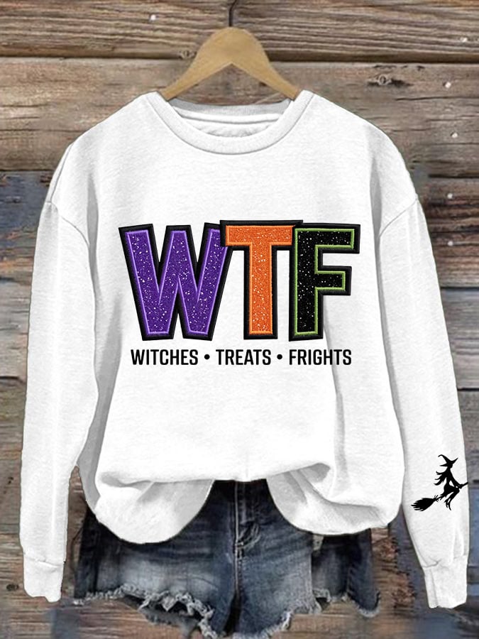 🔥HOT SALE🔥Women's WTF Witches Treats Frights Printed Sweatshirt