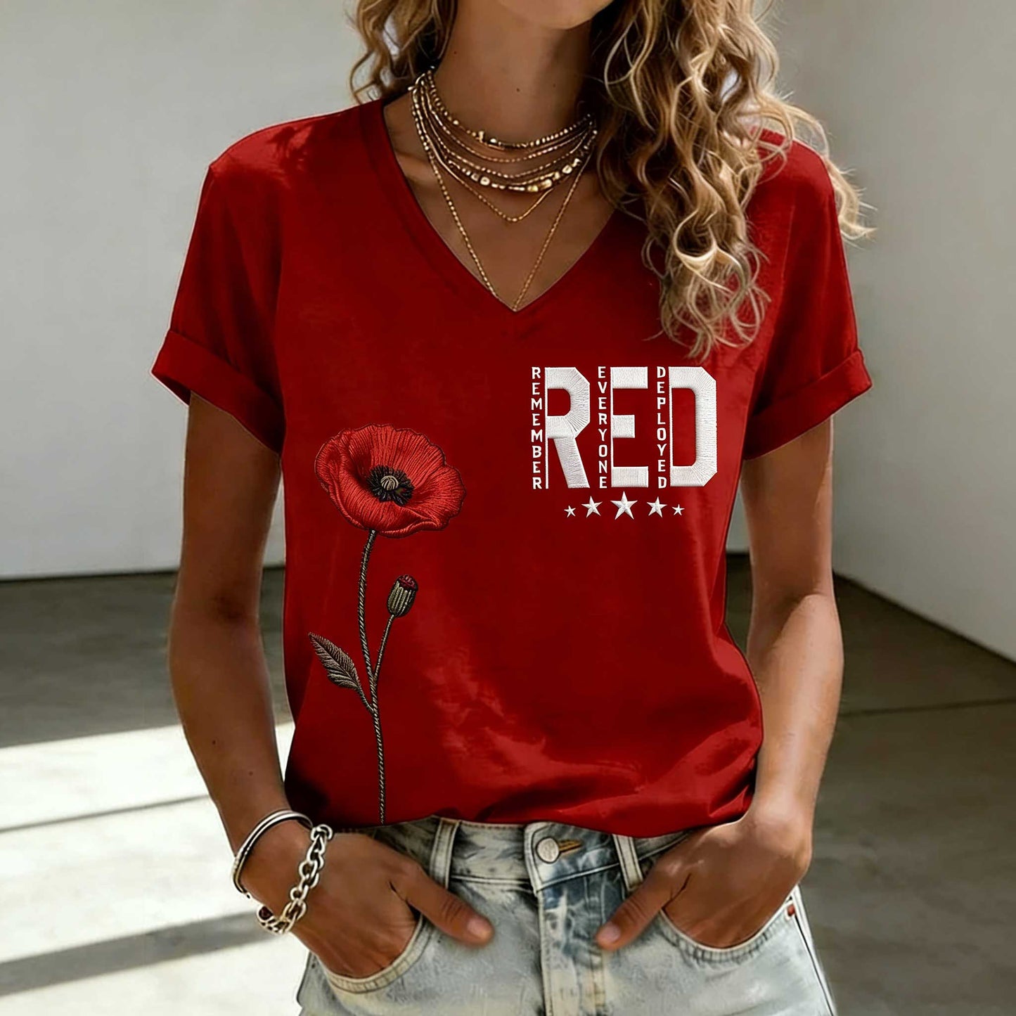 Women's Red Friday Print T-shirt