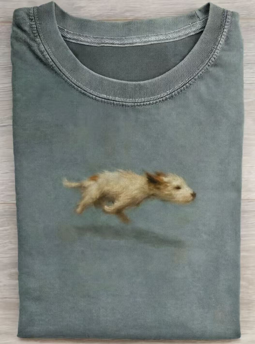 Funny Cute Running Dog Art Print Casual Cotton Short Sleeve T-shirt