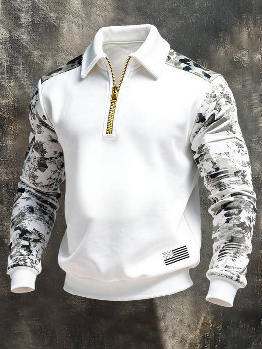 Men's Vintage Color-Block Zip-Up Sweatshirt