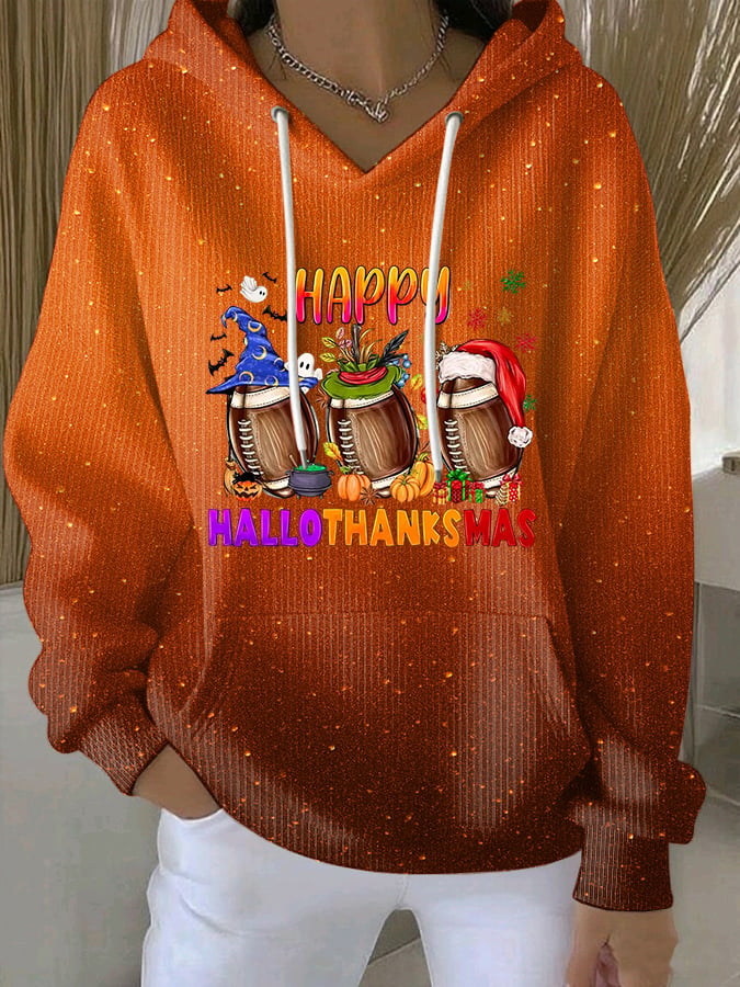 Women's Thanksgiving Football Print Sweatshirt