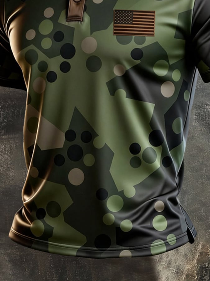 Men's Retro "Patriot" Color-Block Short-Sleeve Polo Shirt