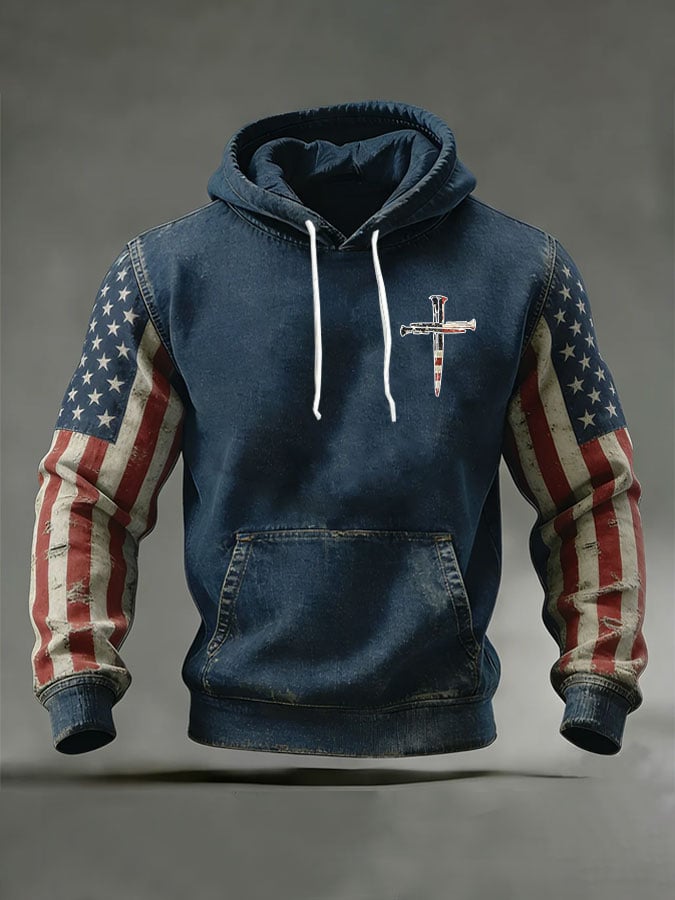 Men's America Flag Casual Printed Hooded Sweatshirt