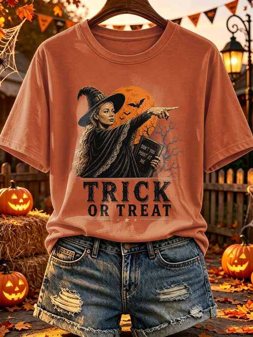 Retro Funny Halloween Basketball Don't Point At Me Trick Or Treat Print T-Shirt