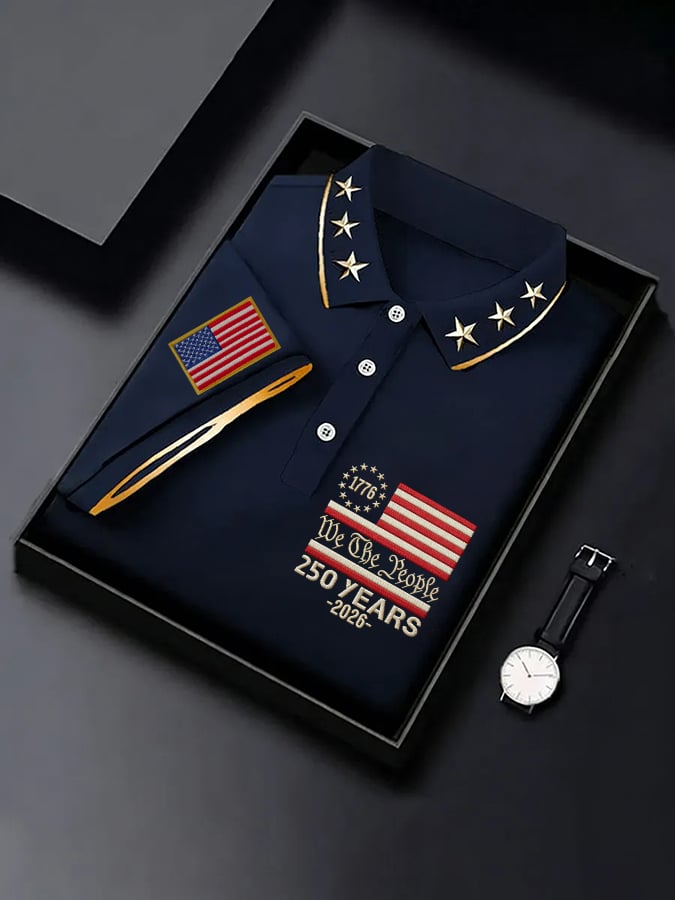 Men's Vintage America 250th Anniversary Print Polo Shirt