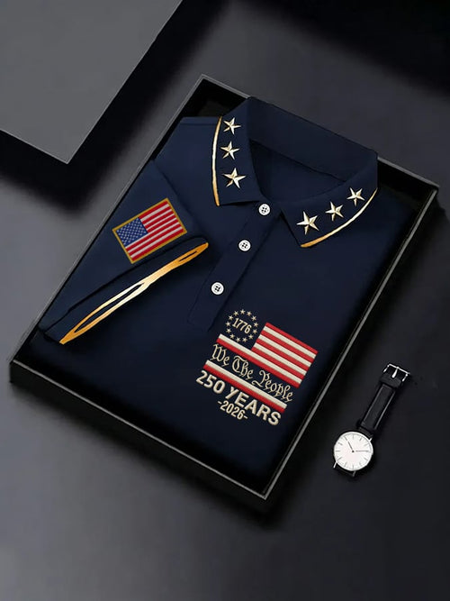 Men's Vintage America 250th Anniversary Print Polo Shirt