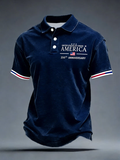 Men's 250th Anniversary Printed Casual Polo Shirt