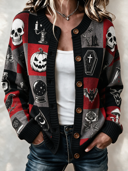 Women'S Halloween Necromancer'S Knitted Cardigan Top
