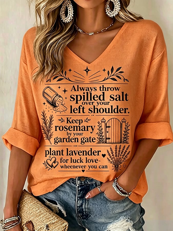 Women's Midnight Margaritas Print V Neck Top