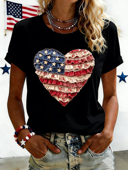 Women's USA 250 Years Inspired Floral Linen T-Shirt