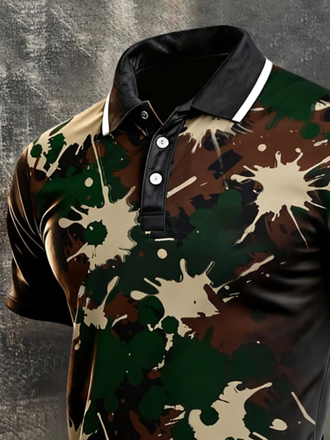 Men's Retro "Patriot" Color-Block Short-Sleeve Polo Shirt