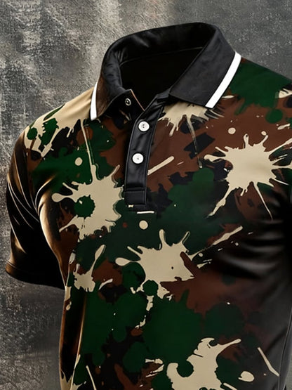 Men's Retro "Patriot" Color-Block Short-Sleeve Polo Shirt