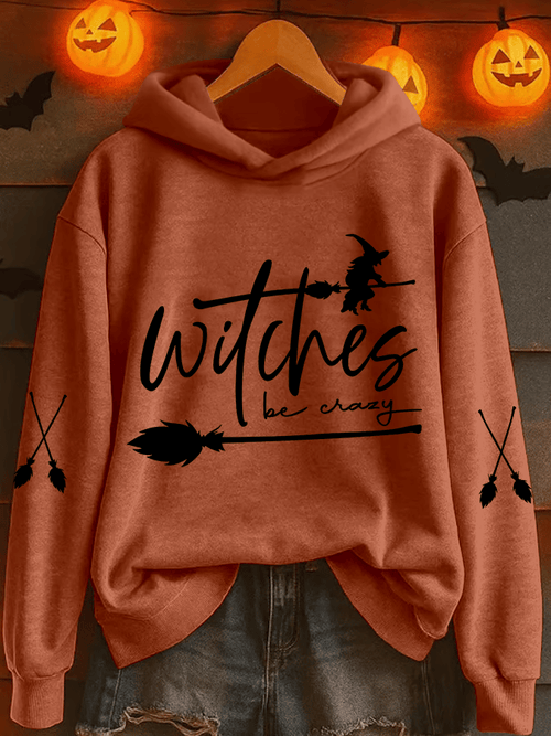 🔥HOT SALE🔥Women's Witch Be Crazy Heat Transfer Hood Sweatshirt