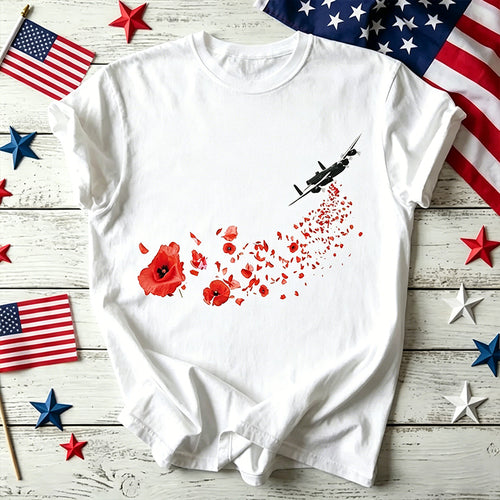 Unisex Memorial Day Poppy Art Printed T-Shirt