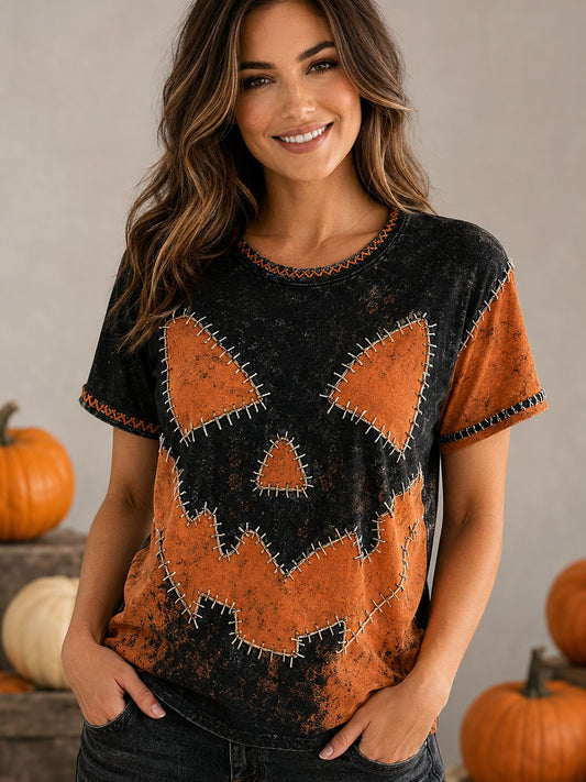 Women's Autumn Halloween Fun Casual Print T-Shirt