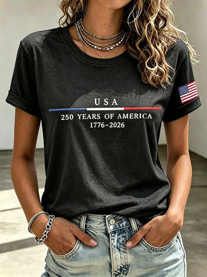 Women's casual retro American 250th  T-shirt