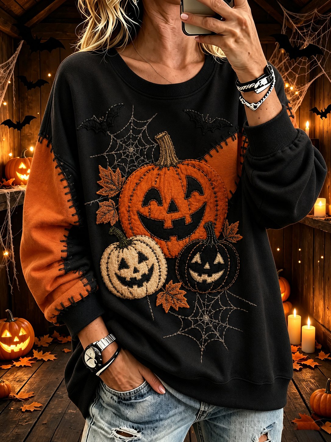 Women's Halloween Print Sweatshirt