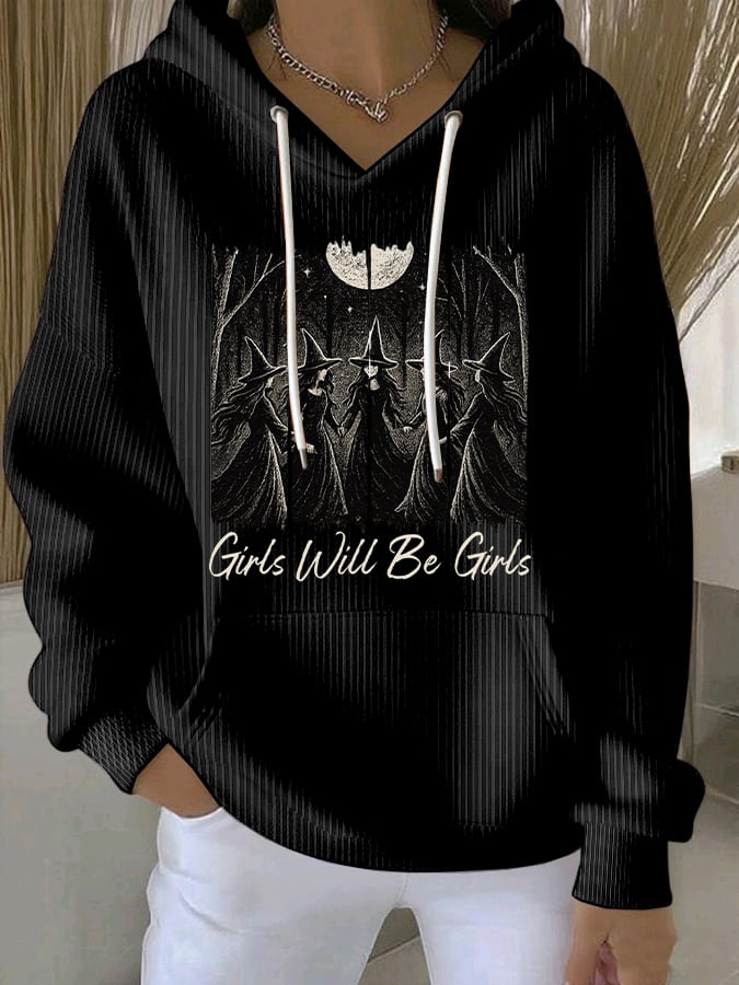 🔥Buy 2 Get 10% Off🔥Women's Vintage Girls Will Be Girls Witch Print Casual Sweatshirt