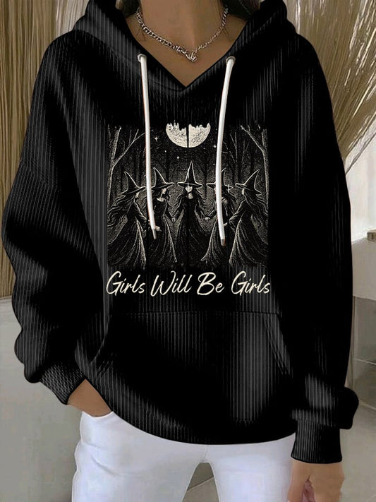 🔥Buy 2 Get 10% Off🔥Women's Vintage Girls Will Be Girls Witch Print Casual Sweatshirt