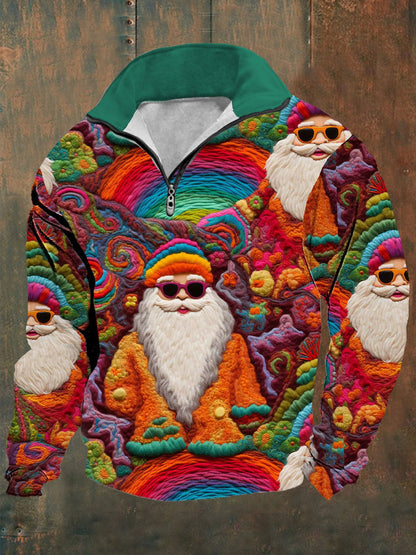Men's Retro Santa Print Long Sleeve Top