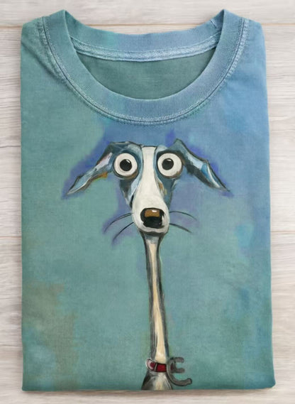 Funny Dog Art Print Casual Short Sleeve T-shirt