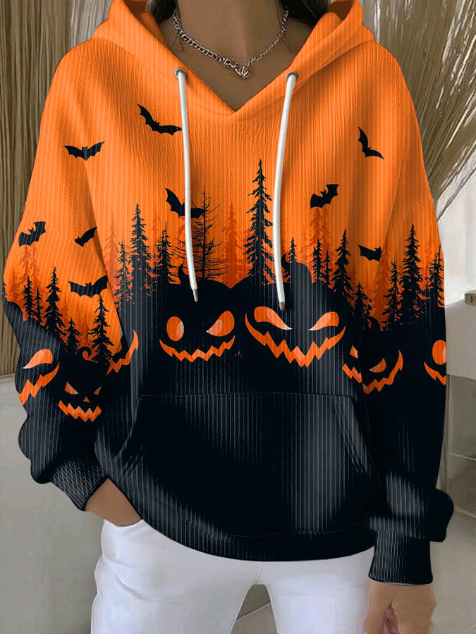 🔥HOT SALE🔥Women's Retro Halloween Spooky Face Print Casual Sweatshirt