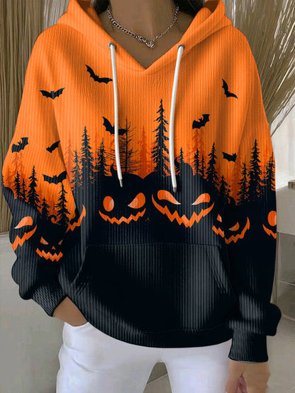 🔥HOT SALE🔥Women's Retro Halloween Spooky Face Print Casual Sweatshirt