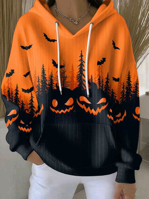 🔥HOT SALE🔥Women's Retro Halloween Spooky Face Print Casual Sweatshirt